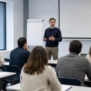 16-docente-sala-clase Curso ISO 21001:2025 Fundamentos: Organizaciones Educativas